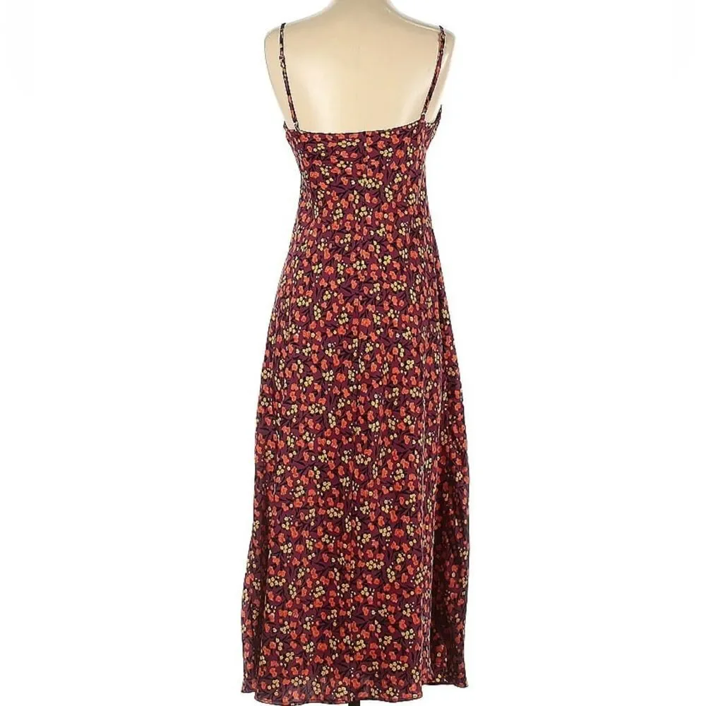 ZARA Floral Maxi Dress Burgundy Floral Size XS • BLOGGER FAVORITE • - Picture 5 of 10